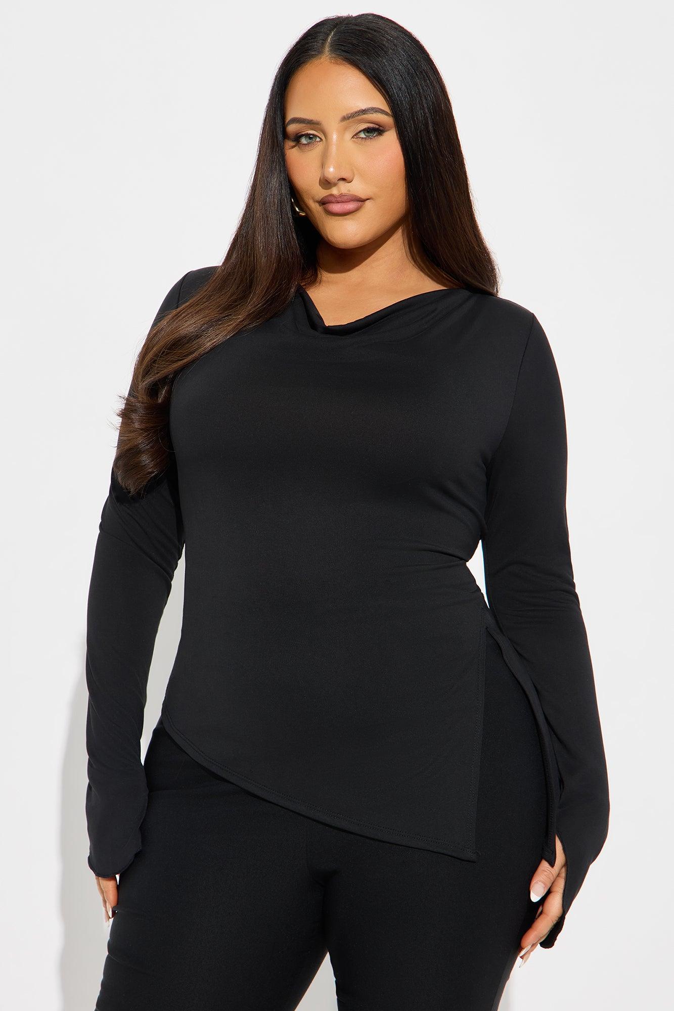 Perdie Cowl Neck Long Sleeve Top - Black Female Product Image