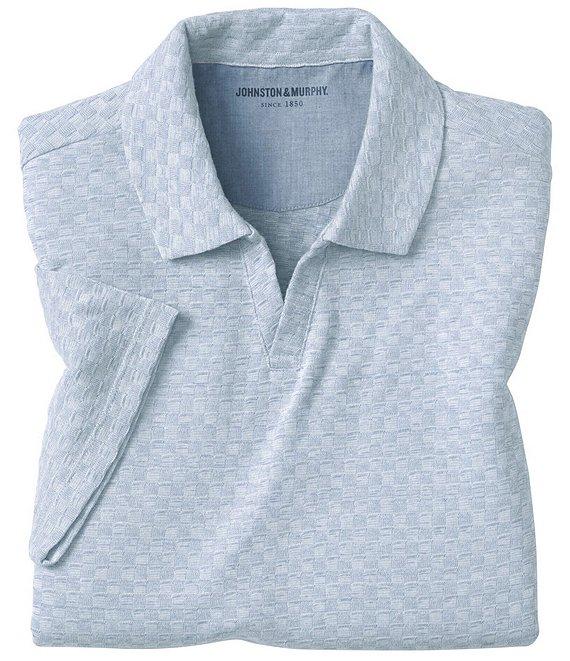 Johnston & Murphy Basketweave Johnny Collar Short Sleeve Polo Shirt Product Image
