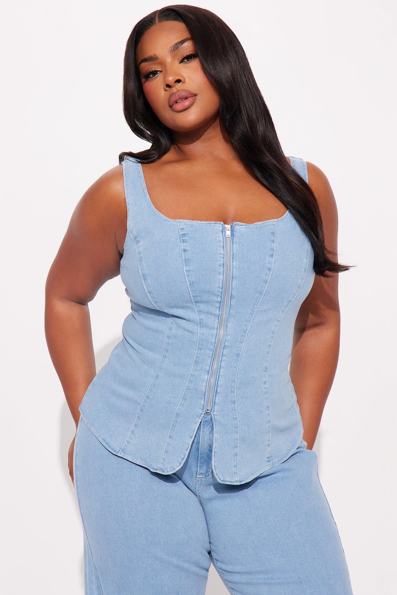 Ava Denim Pant Set - Light Wash Product Image