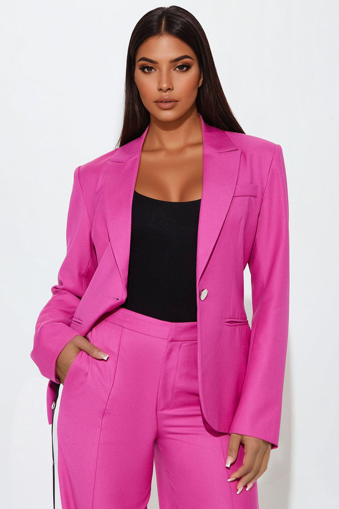 On A Deadline Blazer Pant Set - Pink Product Image