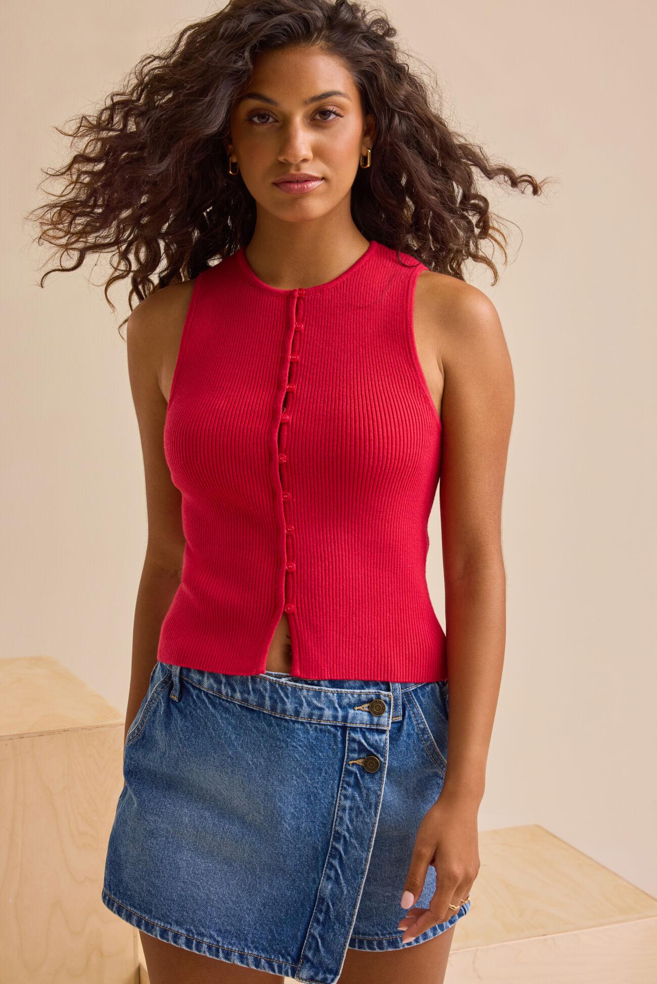 Ava Button Up Knit Top Product Image