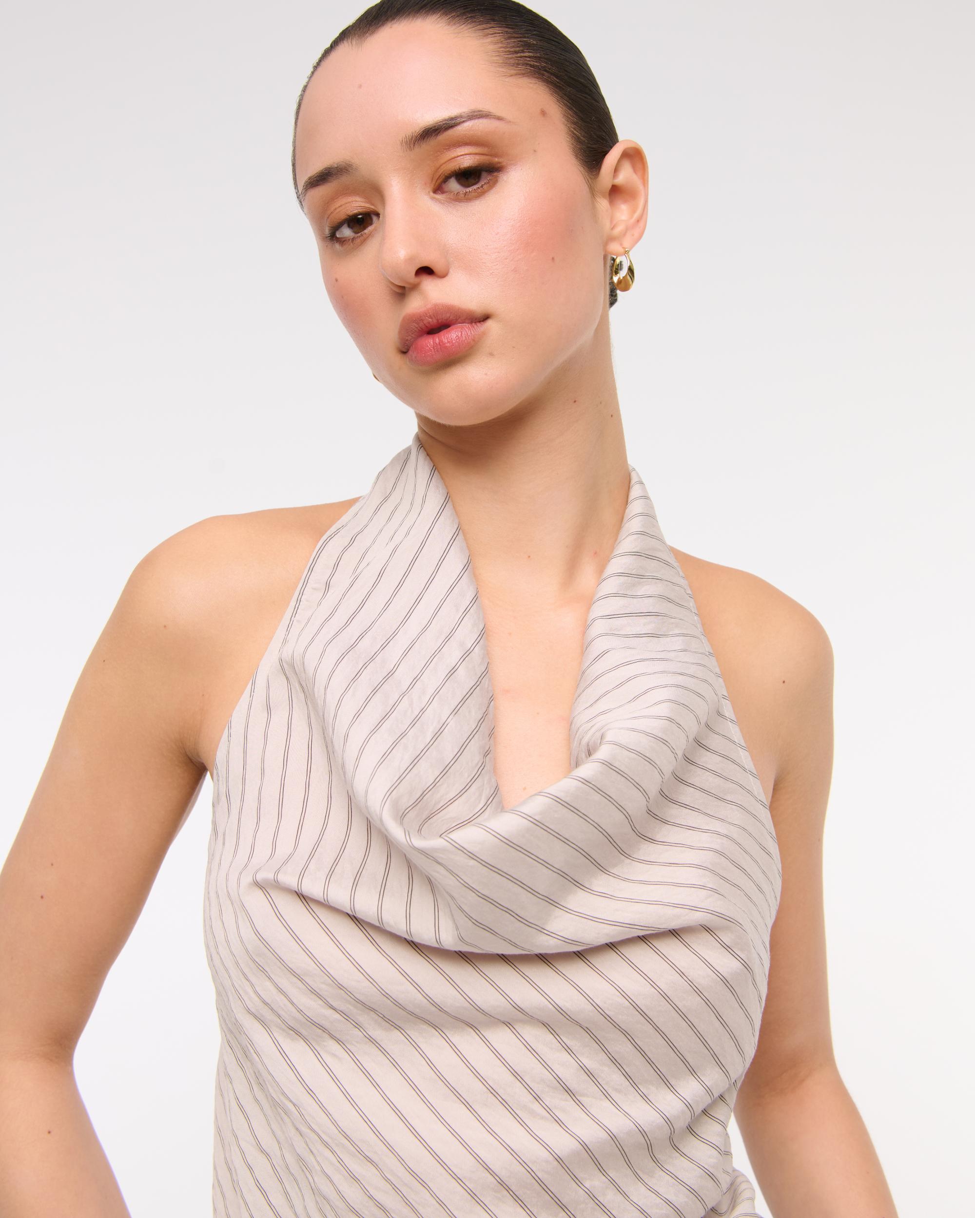 Cowl Neck Tie-Back Halter Top Product Image