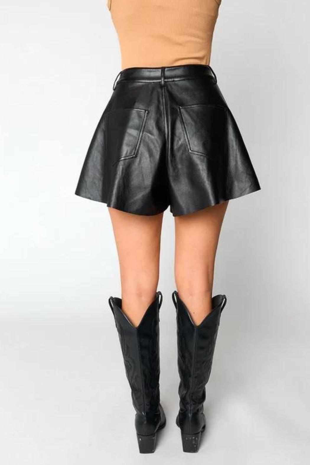 "Emerson" Flare Leather Short Product Image