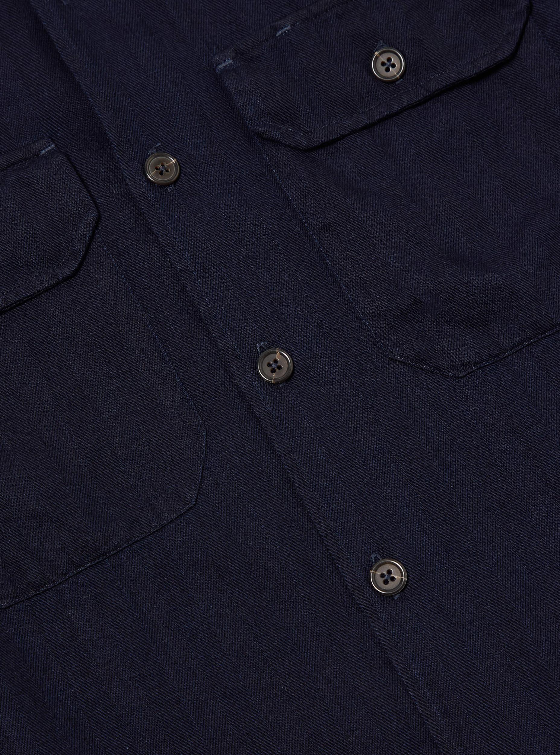 Indigo Herringbone Denim L/S Utility Shirt Product Image