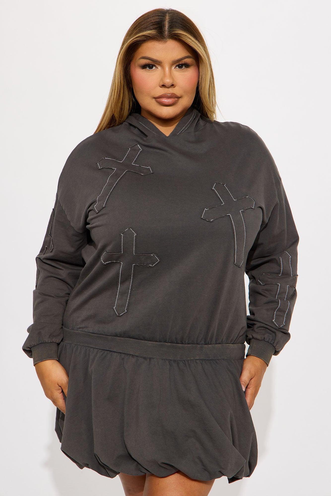 Kyro Sweatshirt Bubble Mini Dress - Olive Product Image