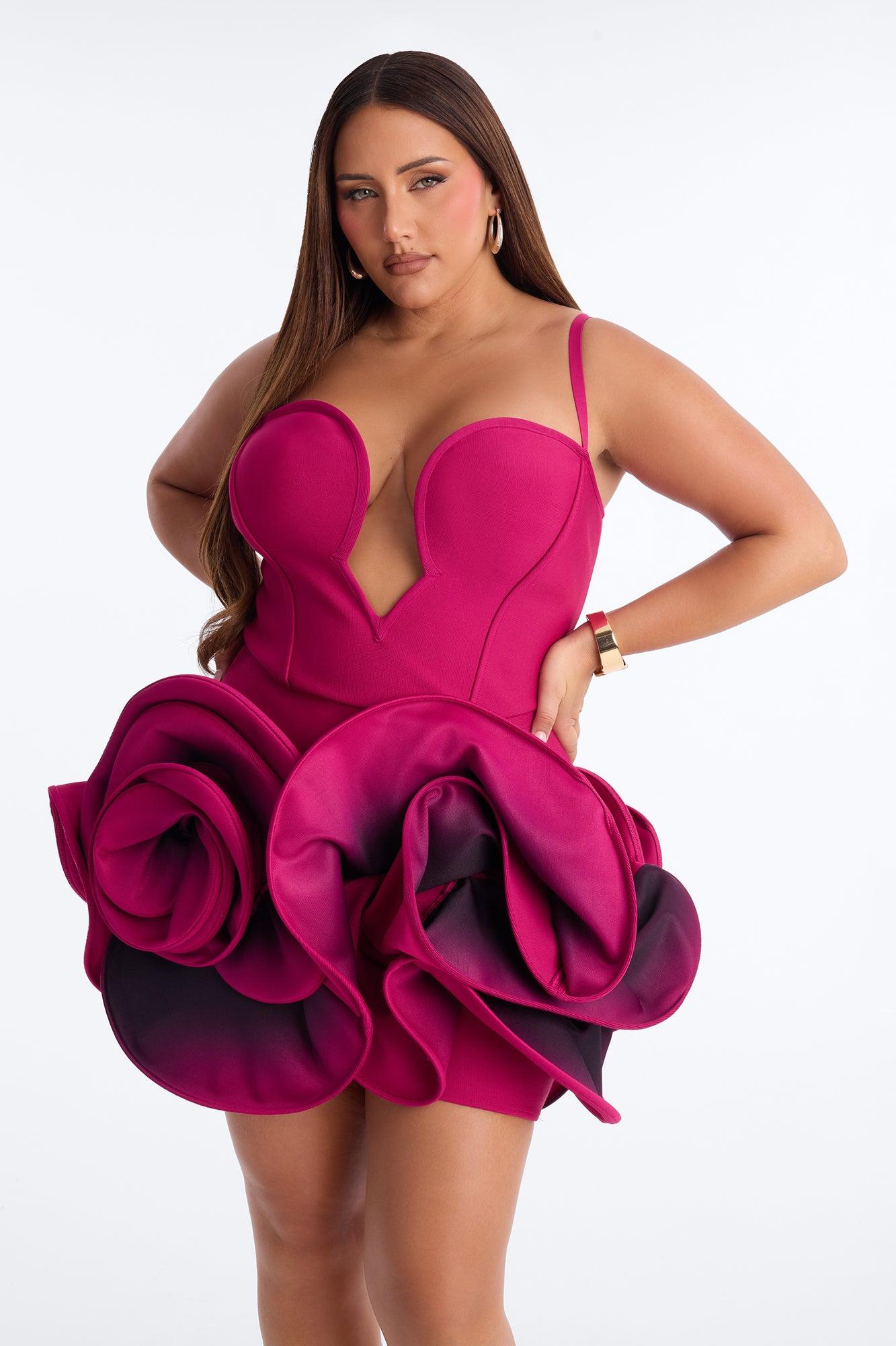 Effortless Beauty Bandage Mini Dress - Magenta Female Product Image