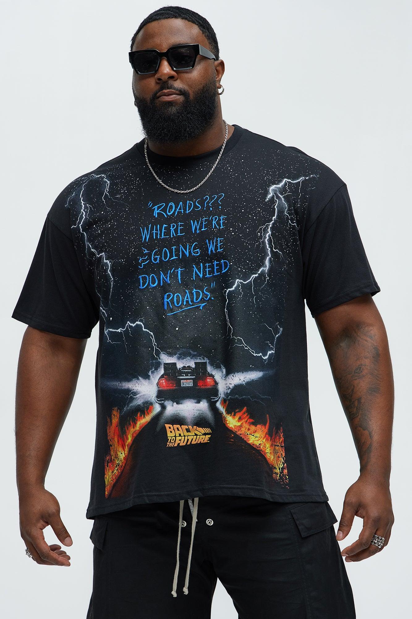 Back To The Future Roads Oversized Short Sleeve Tee - Black Product Image