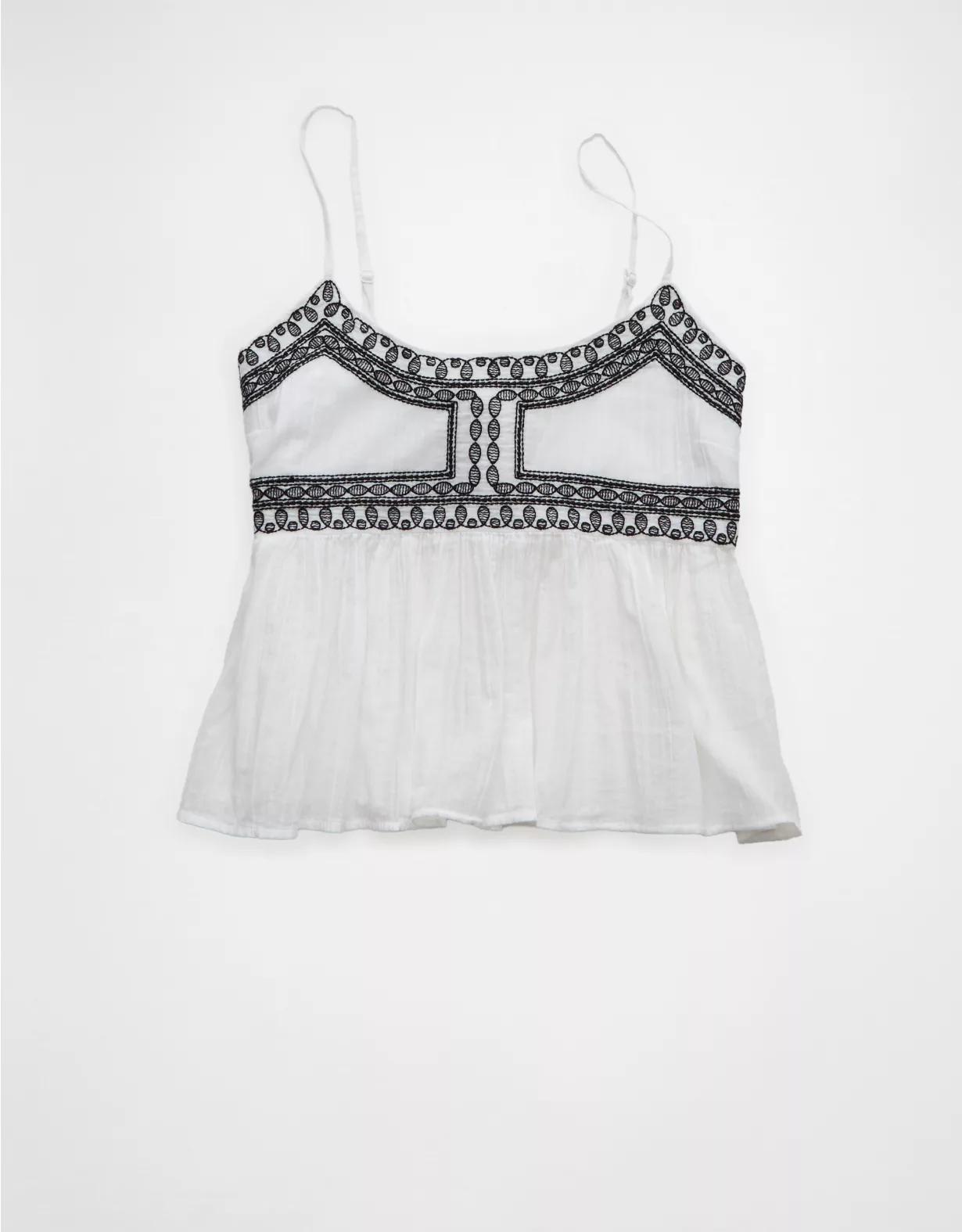AE Embroidered Babydoll Tank Top Product Image