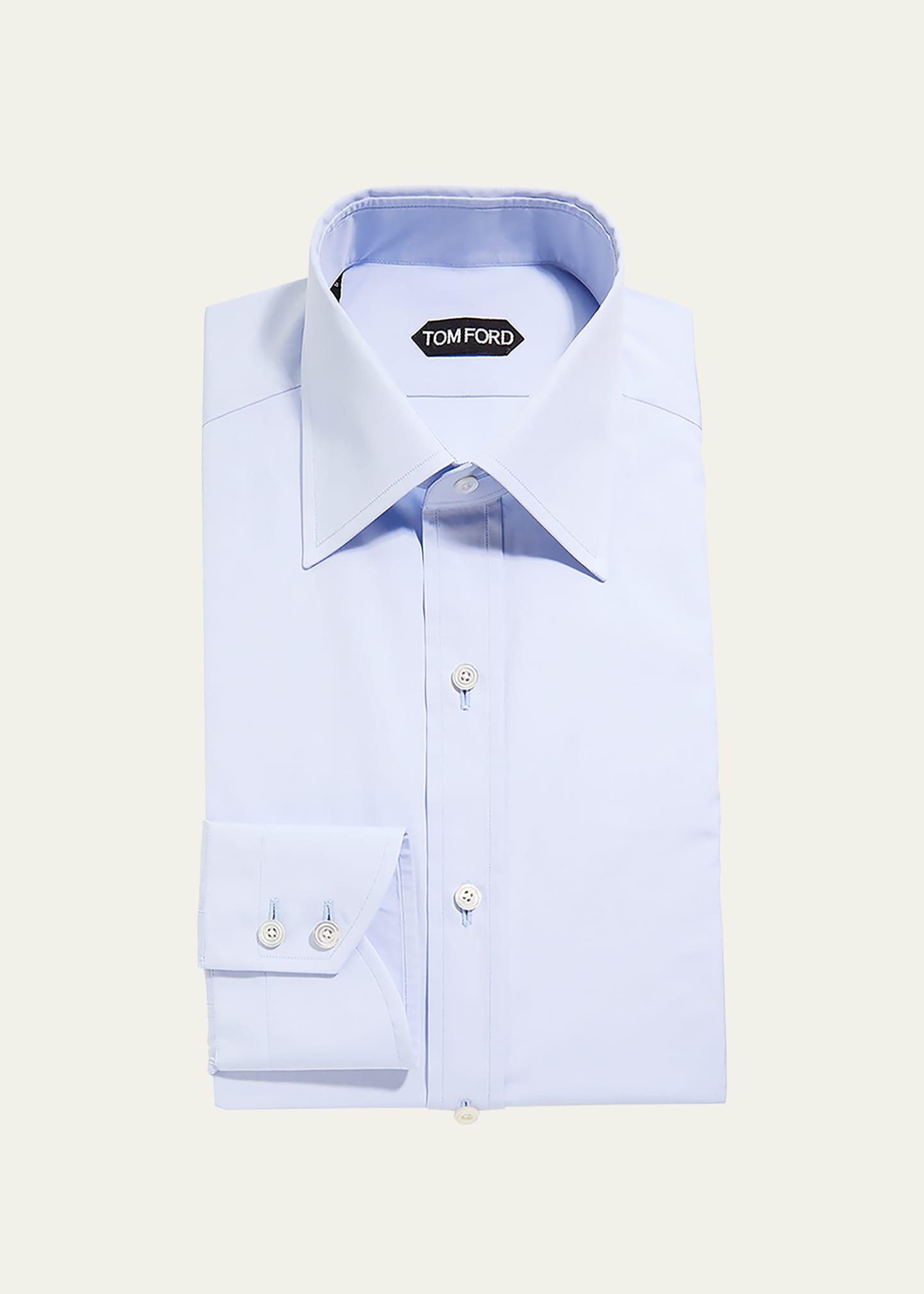 Mens Solid Point Collar Dress Shirt Product Image