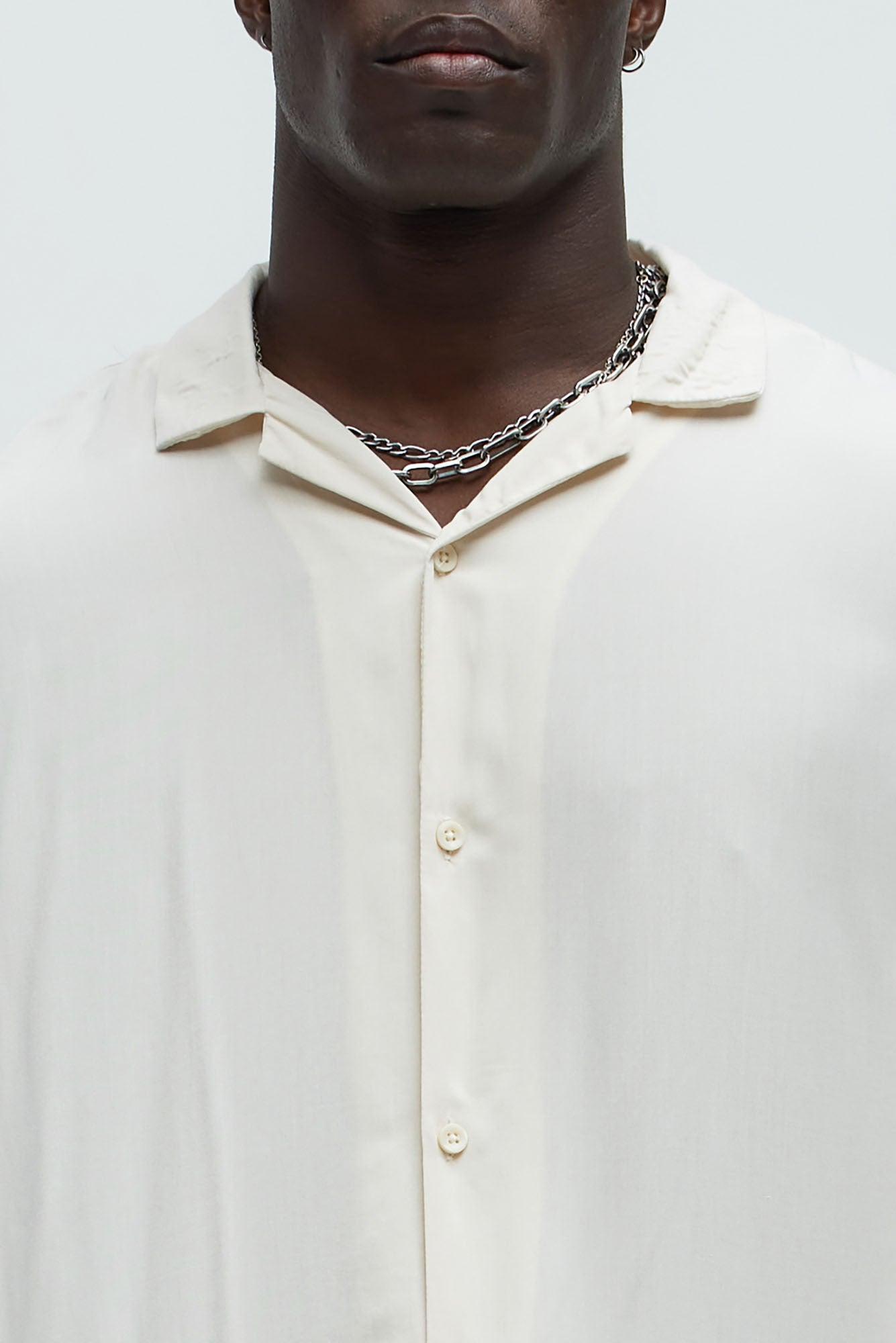 Dawson Relaxed Short Sleeve Cuban Collar Shirt - OffWhite Product Image