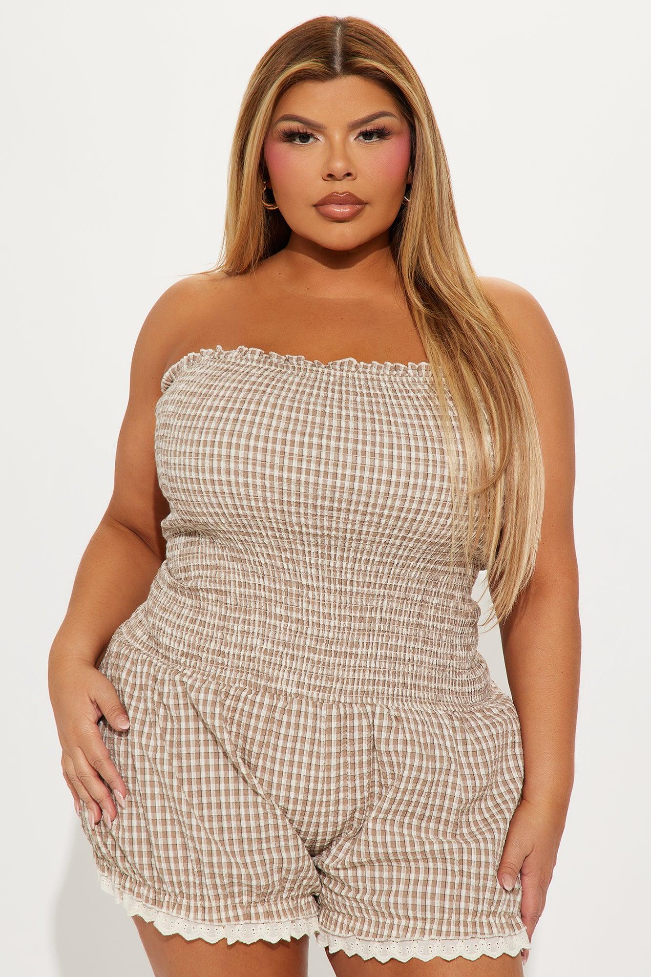 Picnic Date Romper - Taupe/combo Product Image