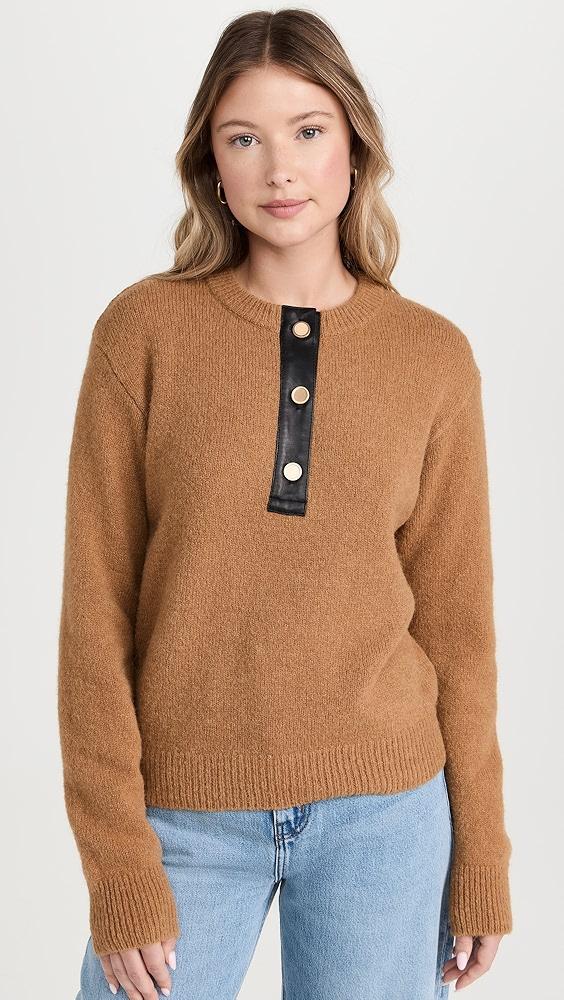 FRAME Leather Placket Henley | Shopbop Product Image