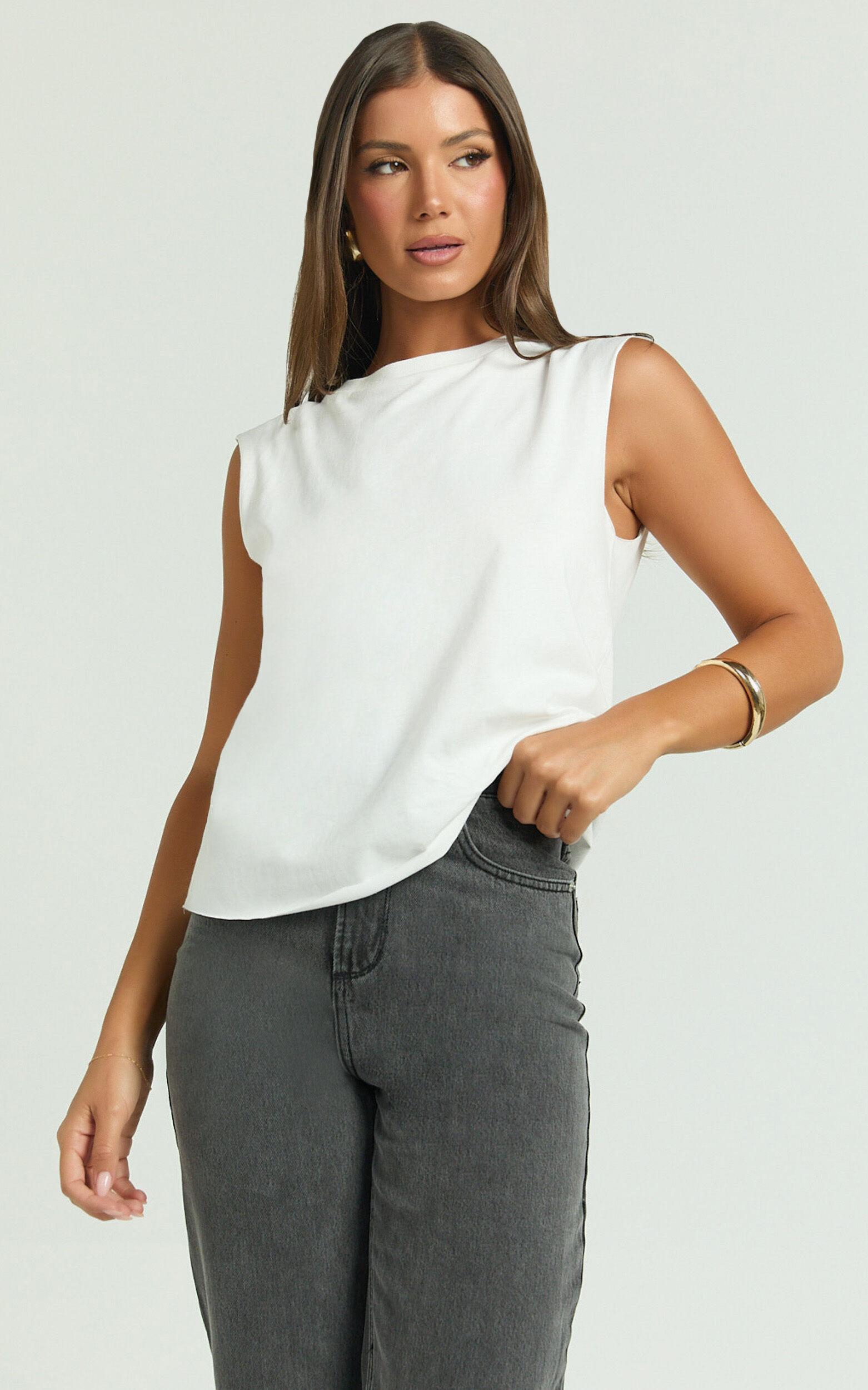 Gia Tee - High Neck Tshirt in White Product Image