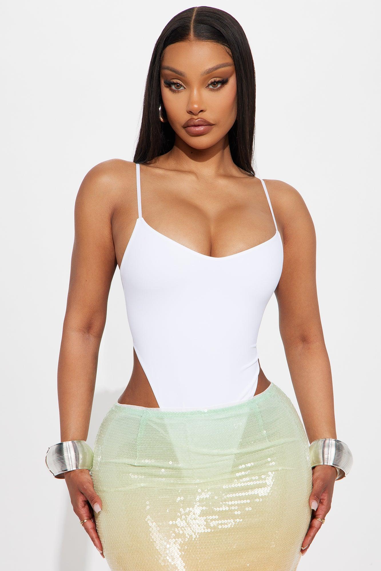 Wilma Double Lined High Cut Bodysuit - White Product Image