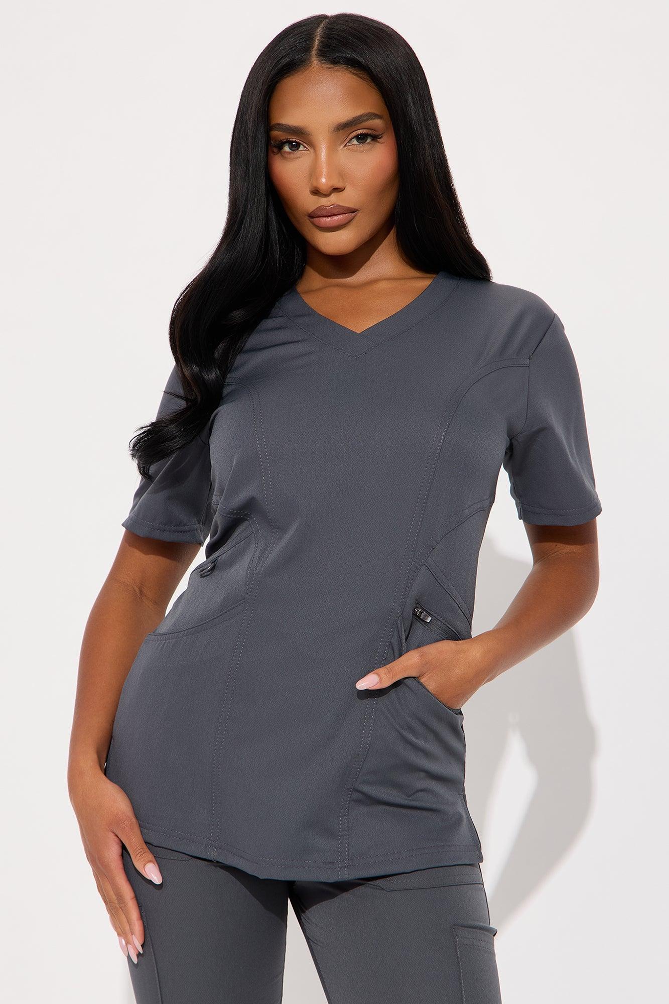 Self Care 4 Way Stretch Scrub Uniform Jogger Set - Charcoal Product Image