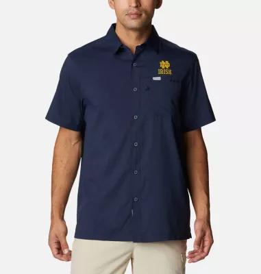 Columbia Mens Collegiate PFG Slack Tide Camp Shirt - Notre Dame- Product Image