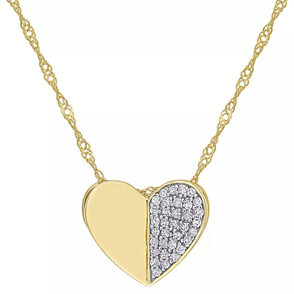 Stella Grace 10k Gold 1/10 Carat T.W. Diamond Heart Pendant Necklace, Women's, Size: 17" Product Image