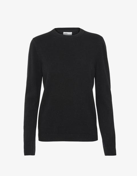Women Light Merino Wool Crew - Deep Black Product Image