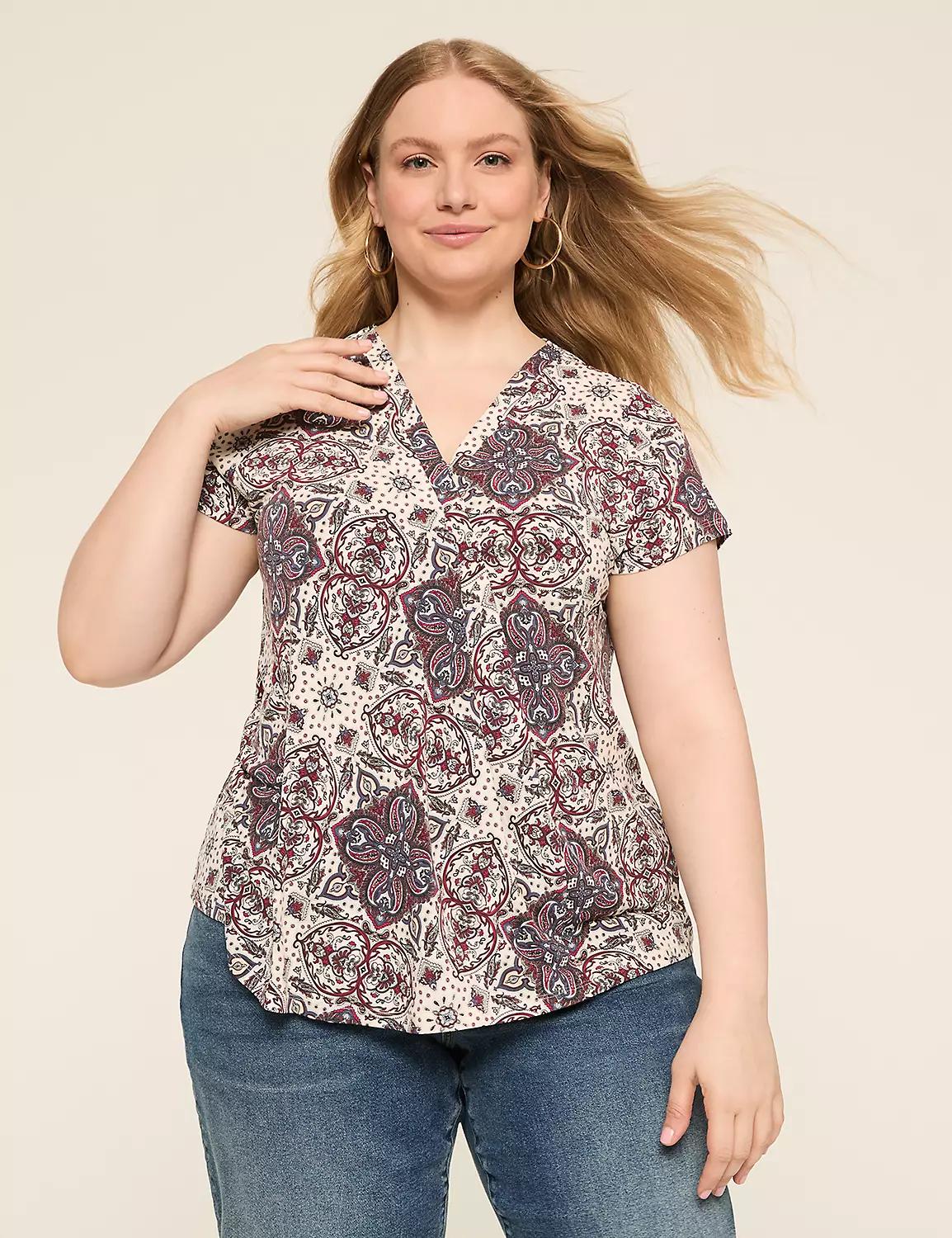 Cap-Sleeve Pleat-Front Top Product Image