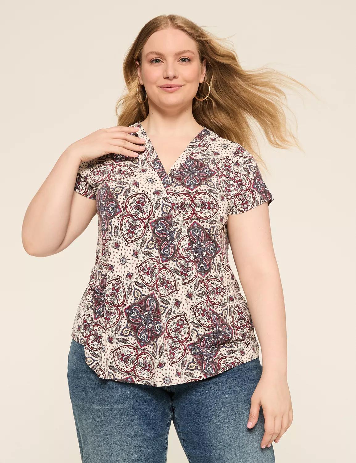 Cap-Sleeve Pleat-Front Top Product Image