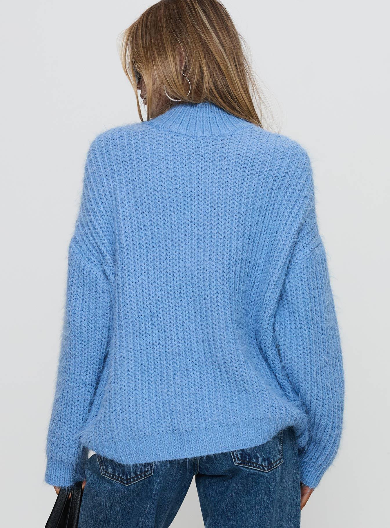 Gavelston Crew Neck Waffle Sweater Blue Product Image