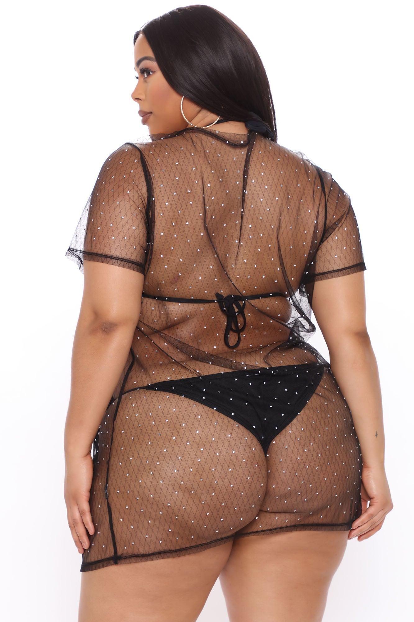Cabo Sparkle Mesh Cover Up Dress - Black Product Image