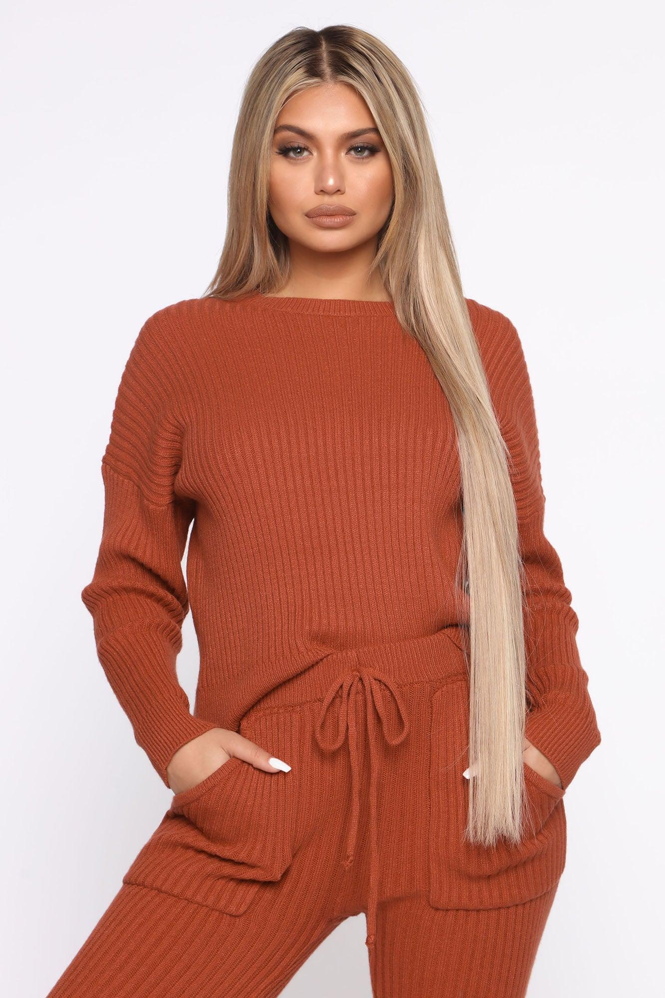 Cozy Nights Pant Set - Rust Product Image