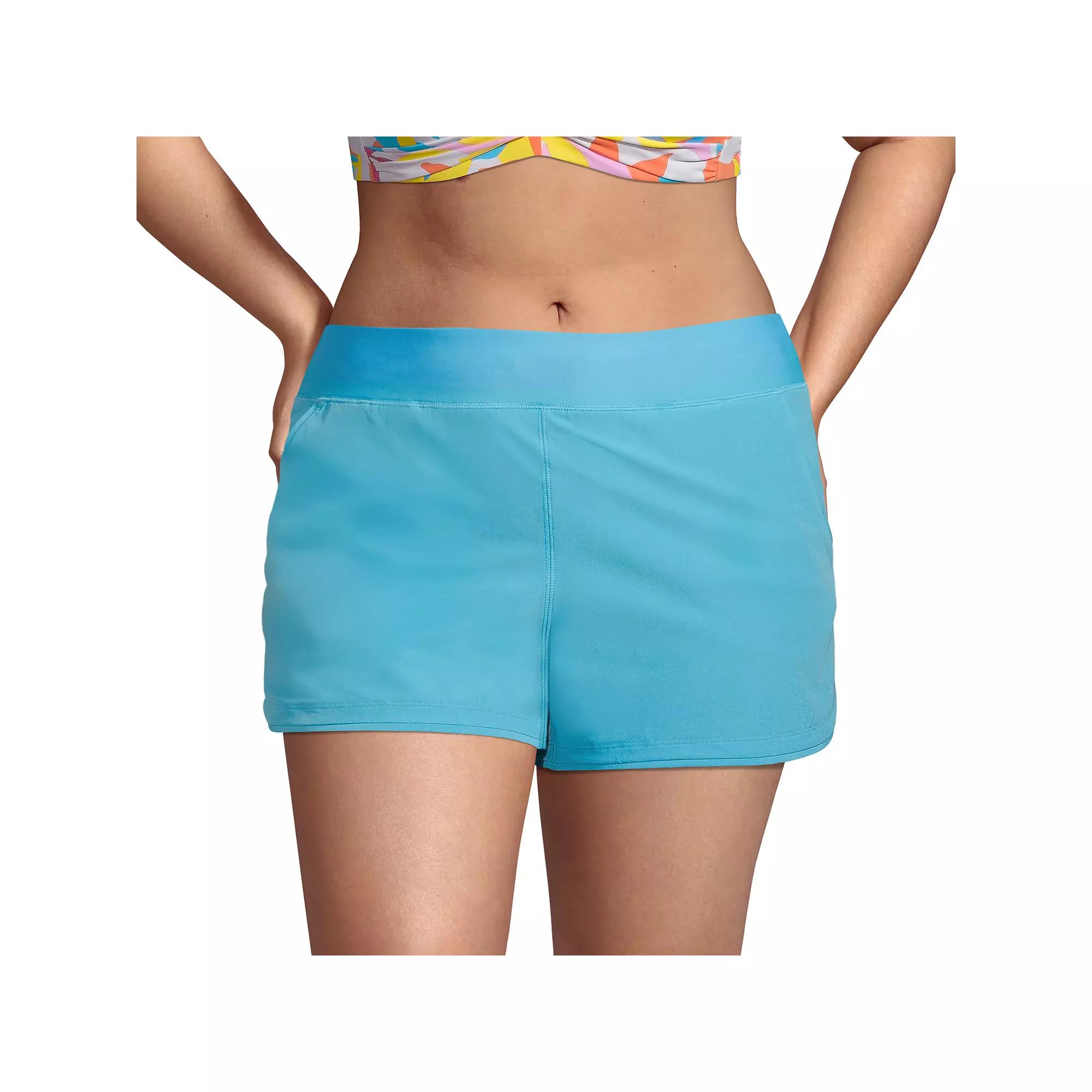 Plus Size Lands' End 3" Quick Dry Swim Board Shorts With Panty, Women's, Size: 26 W, Black Product Image