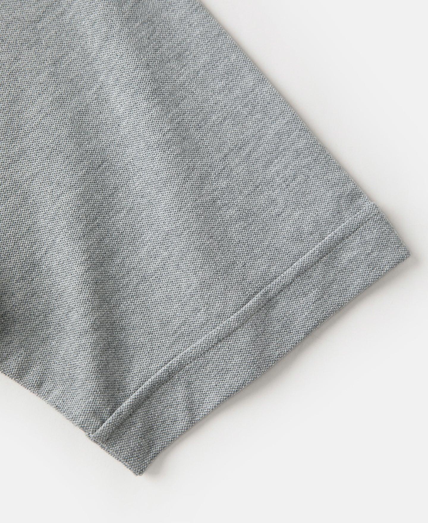 Raglan Sleeve Cotton-Piqué Polo Shirt - Gray Product Image