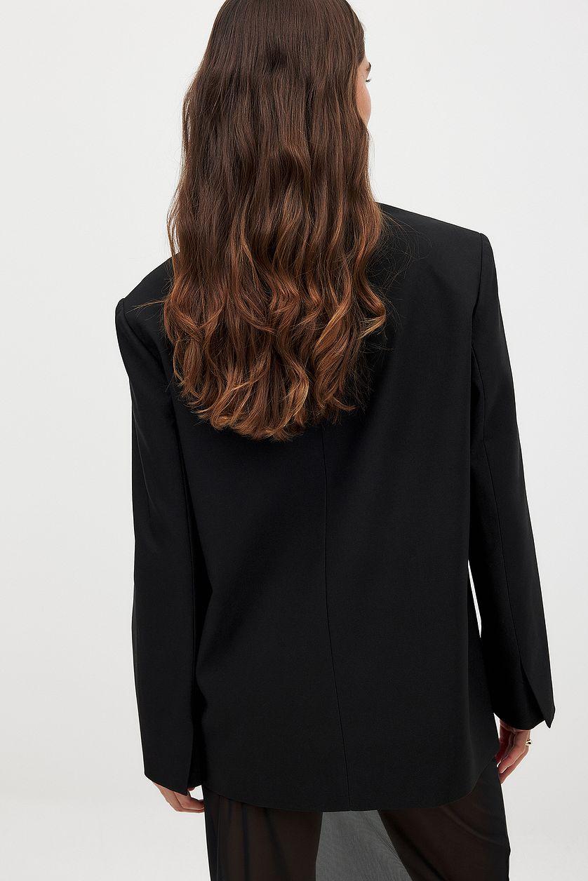 Oversized Overlap Blazer Black Product Image