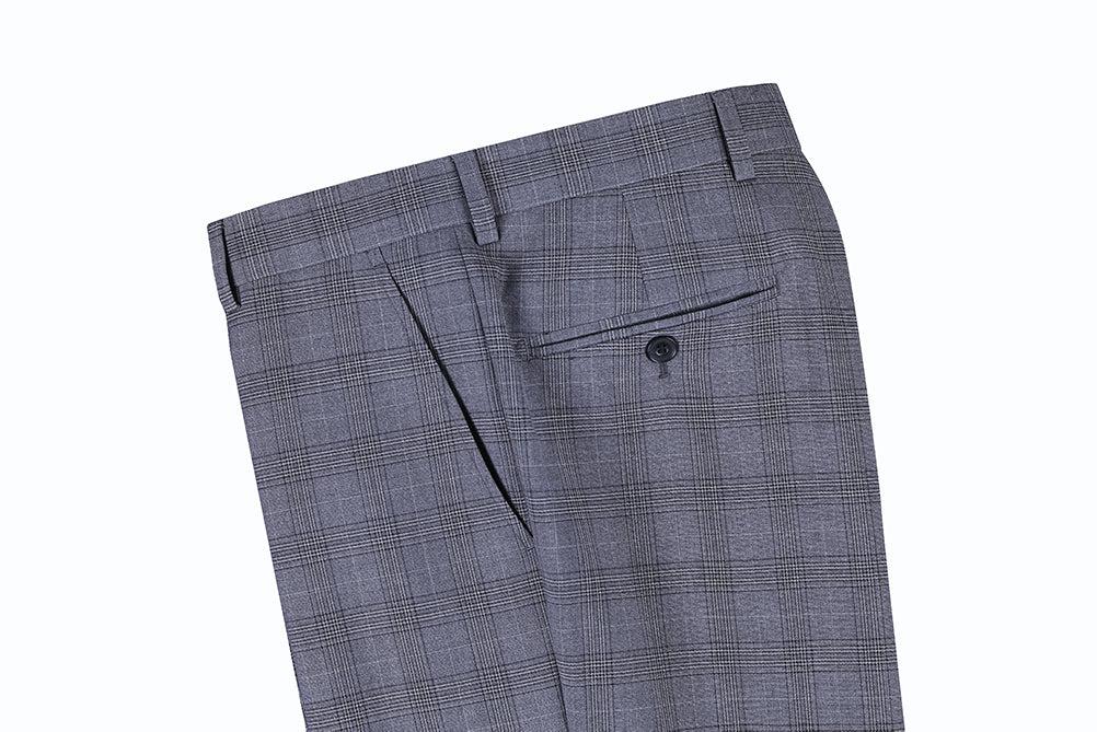 (42L) 3 Piece Suit 2 Buttons Gray Glen Plaid Regular Fit Product Image