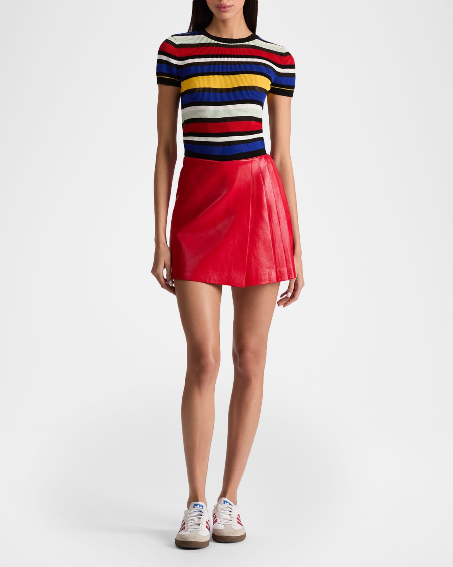 Toni Pleated Vegan Leather Mini Skirt  Product Image