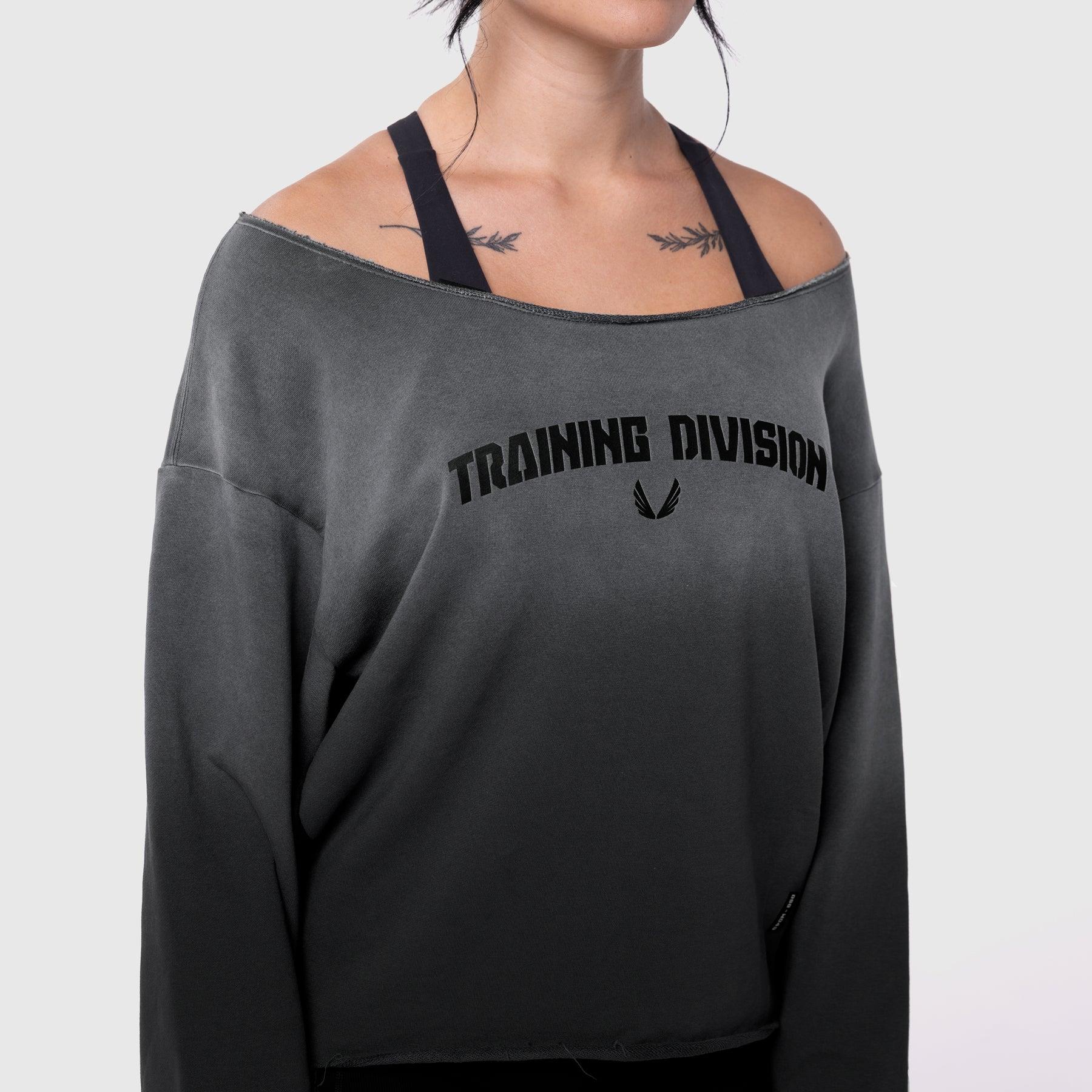 W049. Raw Hem Oversized Crewneck - Black Sun Fade Product Image