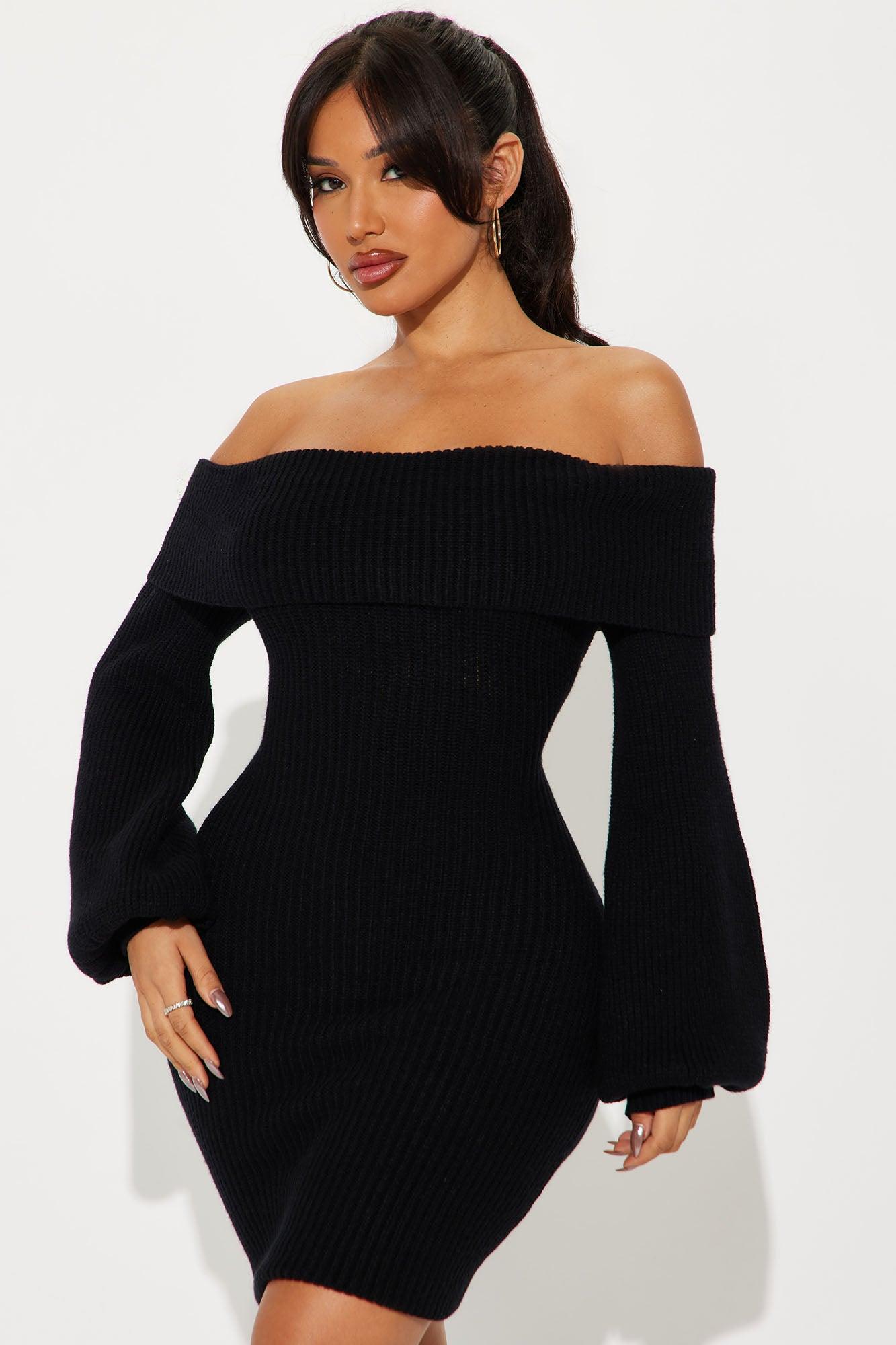 Faith Sweater Mini Dress - Black Female Product Image