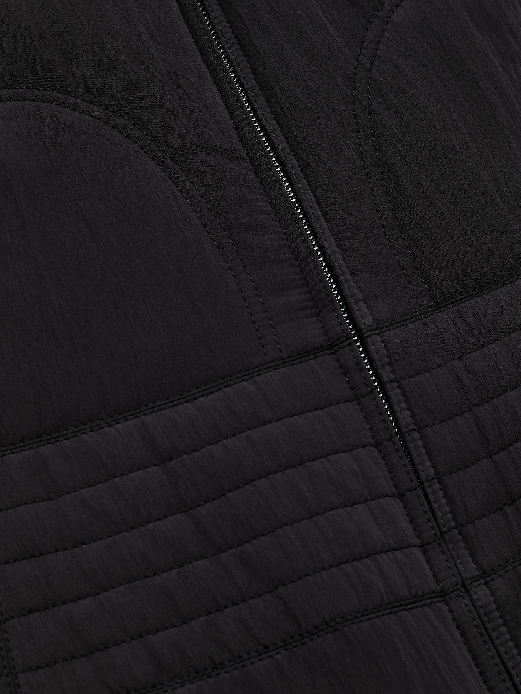 Quilted Zip-Through Sleeveless Dress in Black Product Image