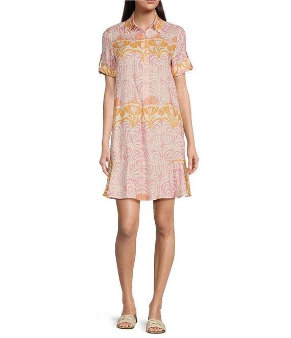 J.McLaughlin Wellesley Printed Collar Neck 3/4 Sleeve Dress Product Image