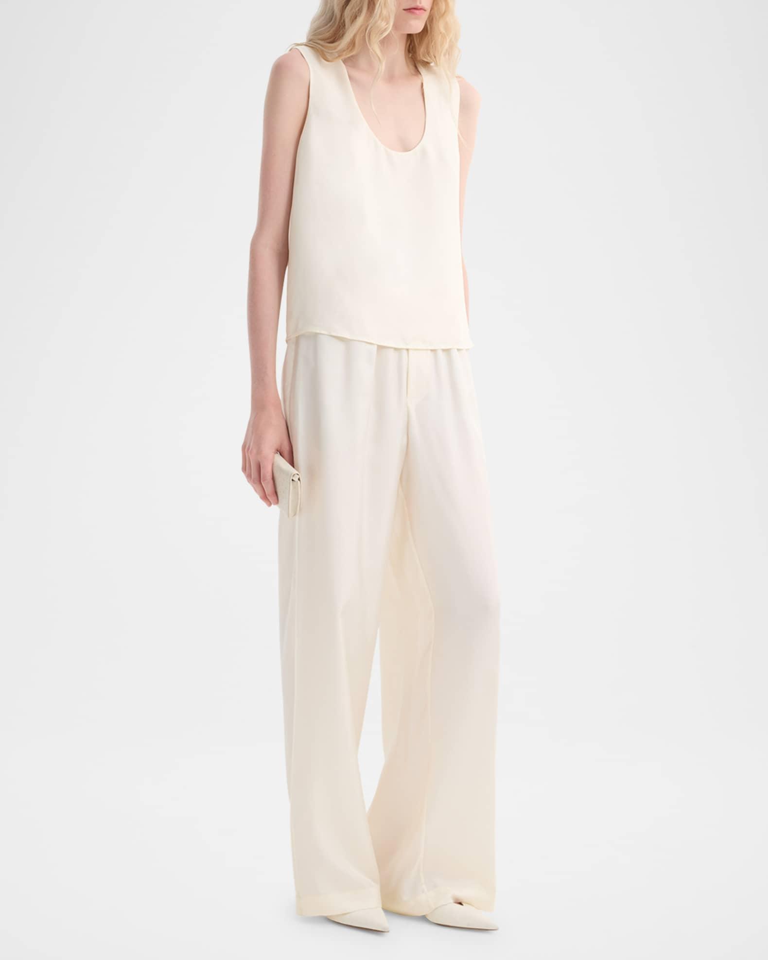 Wide-Leg Silk Trousers Product Image