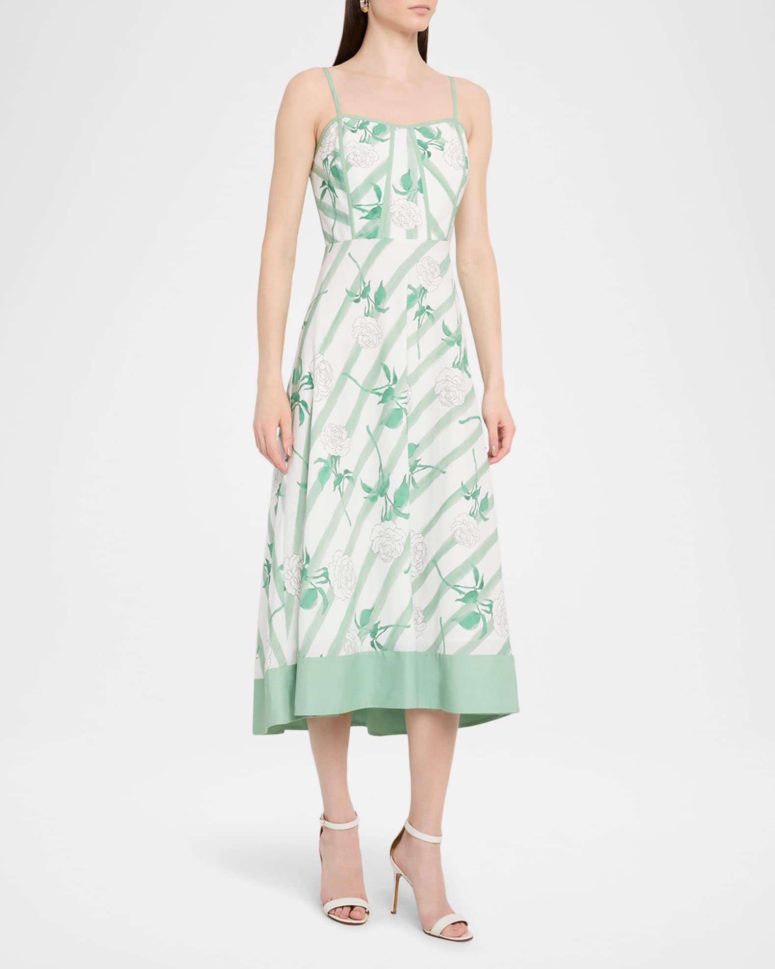 The Gia Liberty Striped Floral-Print Midi Dress Product Image