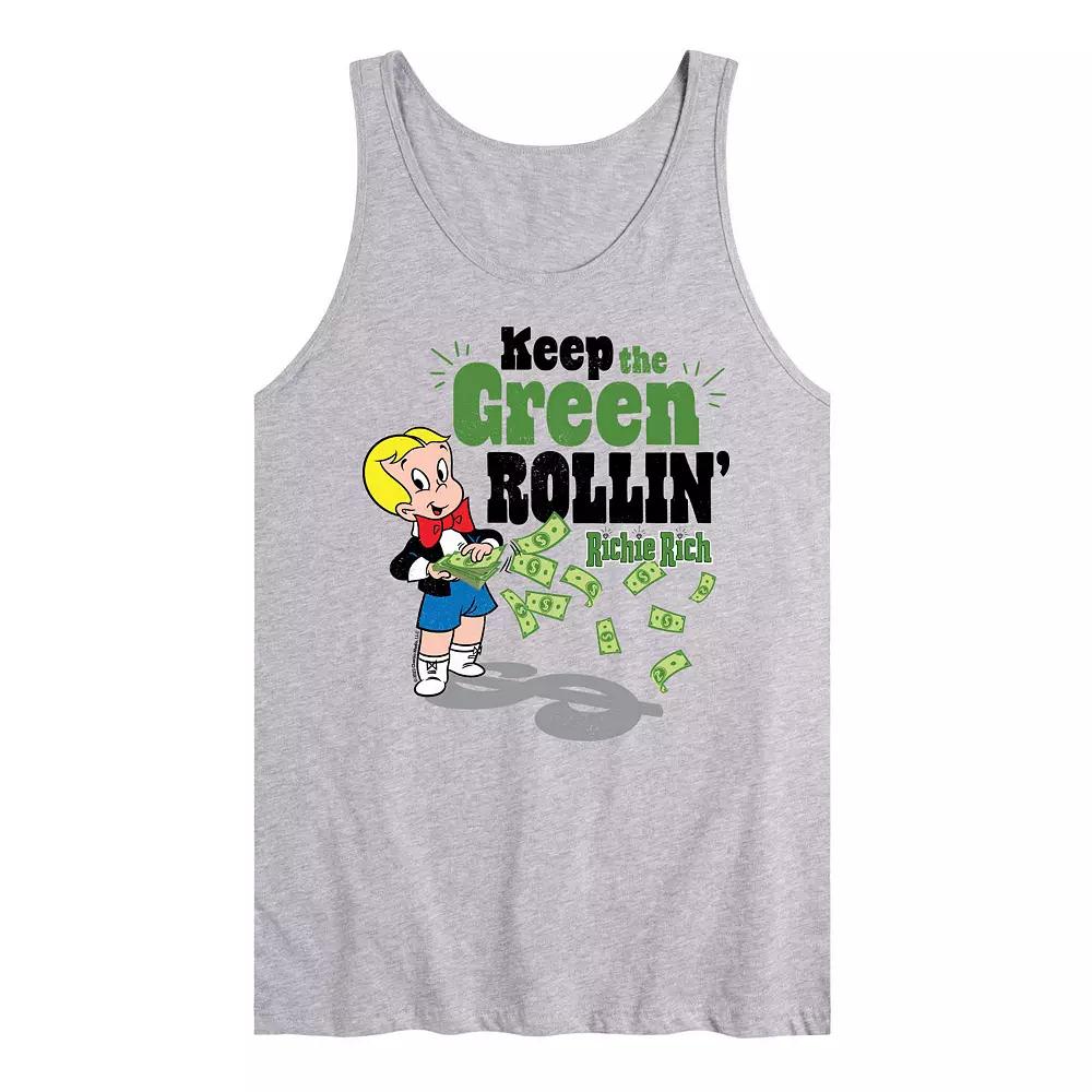 Men's Richie Rich Keep Green Rollin' Graphic Tank Top,  Product Image