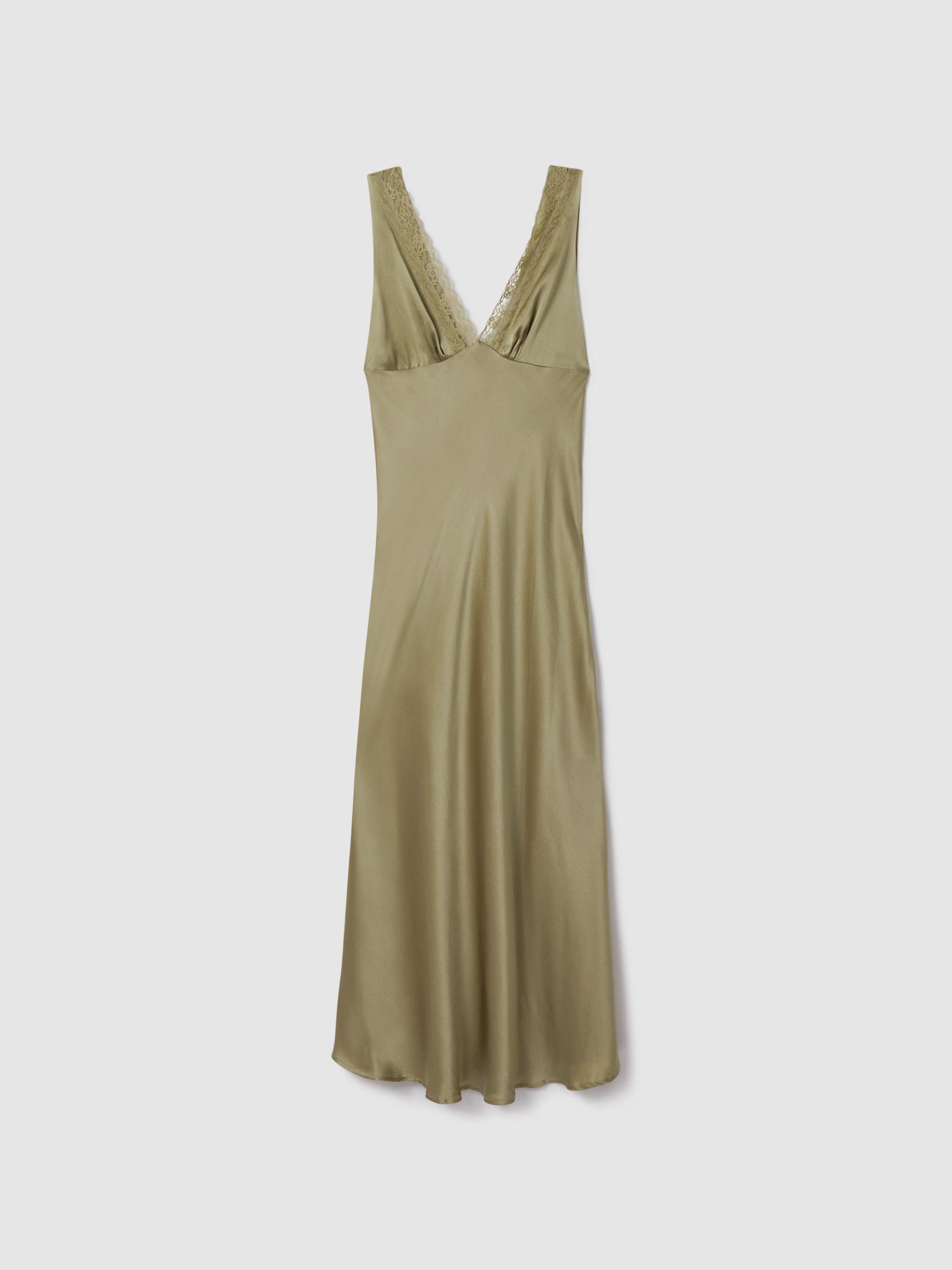 Maison Essentiele Silk Nightdress in Olive Product Image