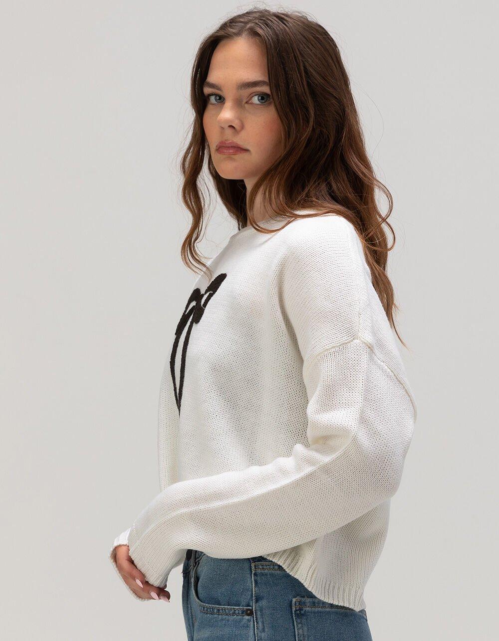 RSQ Womens Bow Icon Pullover Sweatshirt - CREAM Product Image