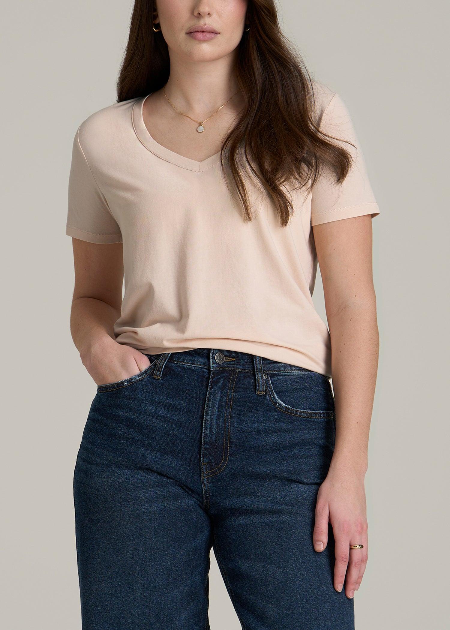 Scoop V-Neck Tee for Tall Women in Shell Female Product Image