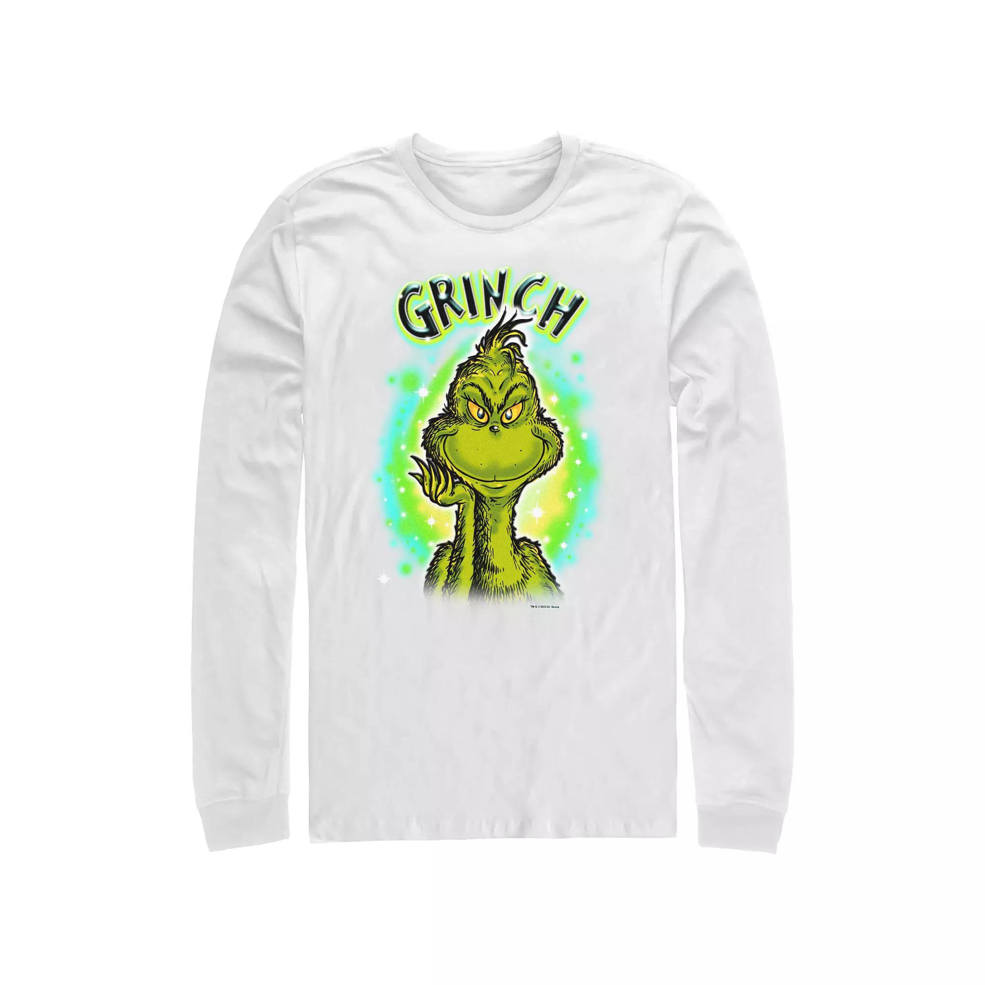 Big & Tall Dr. Seuss Grinch Airbrush Background Long Sleeve Graphic Tee, Men's,  Product Image