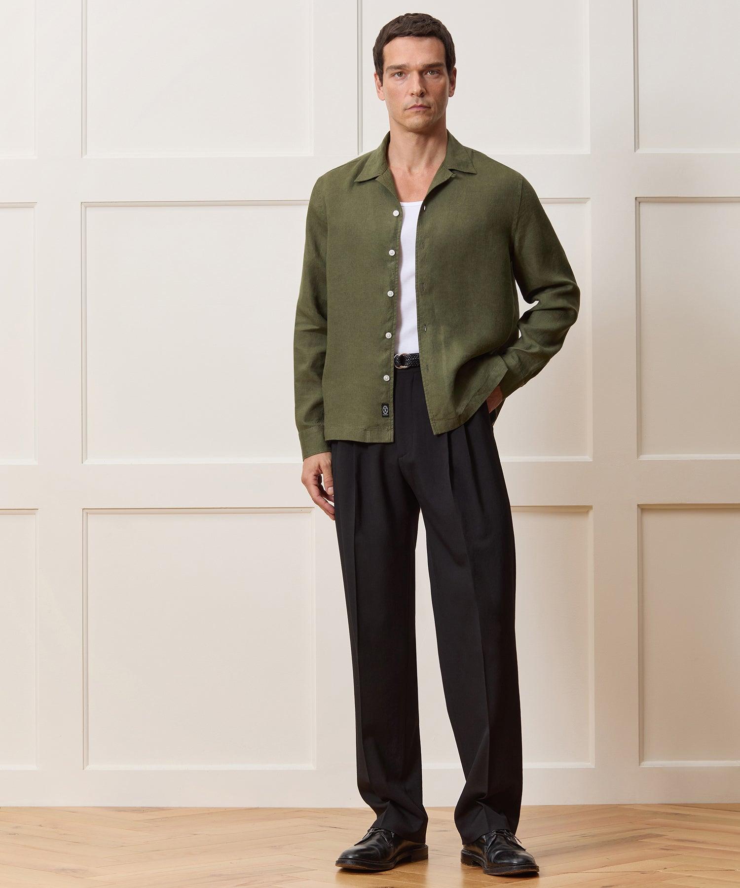 Cropped Sea Soft Irish Linen Camp Collar Shirt Product Image