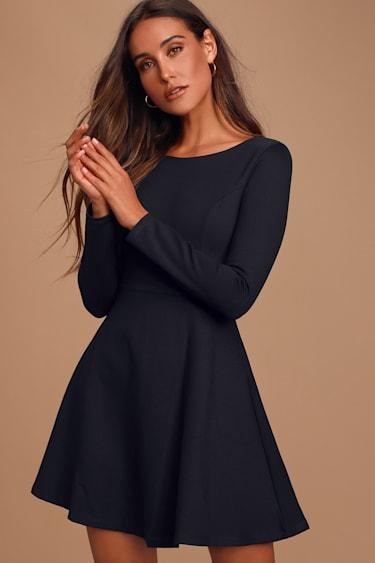 Forever Chic Black Long Sleeve Dress Product Image