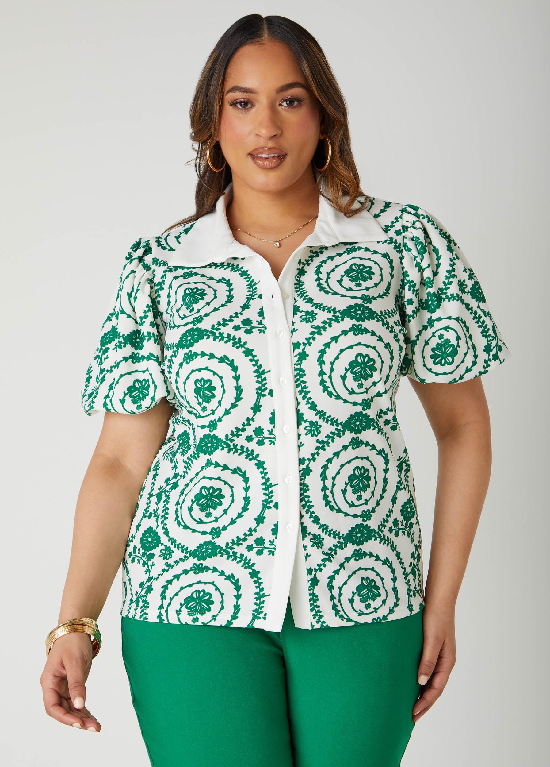 Puff Sleeved Floral Print Shirt Product Image