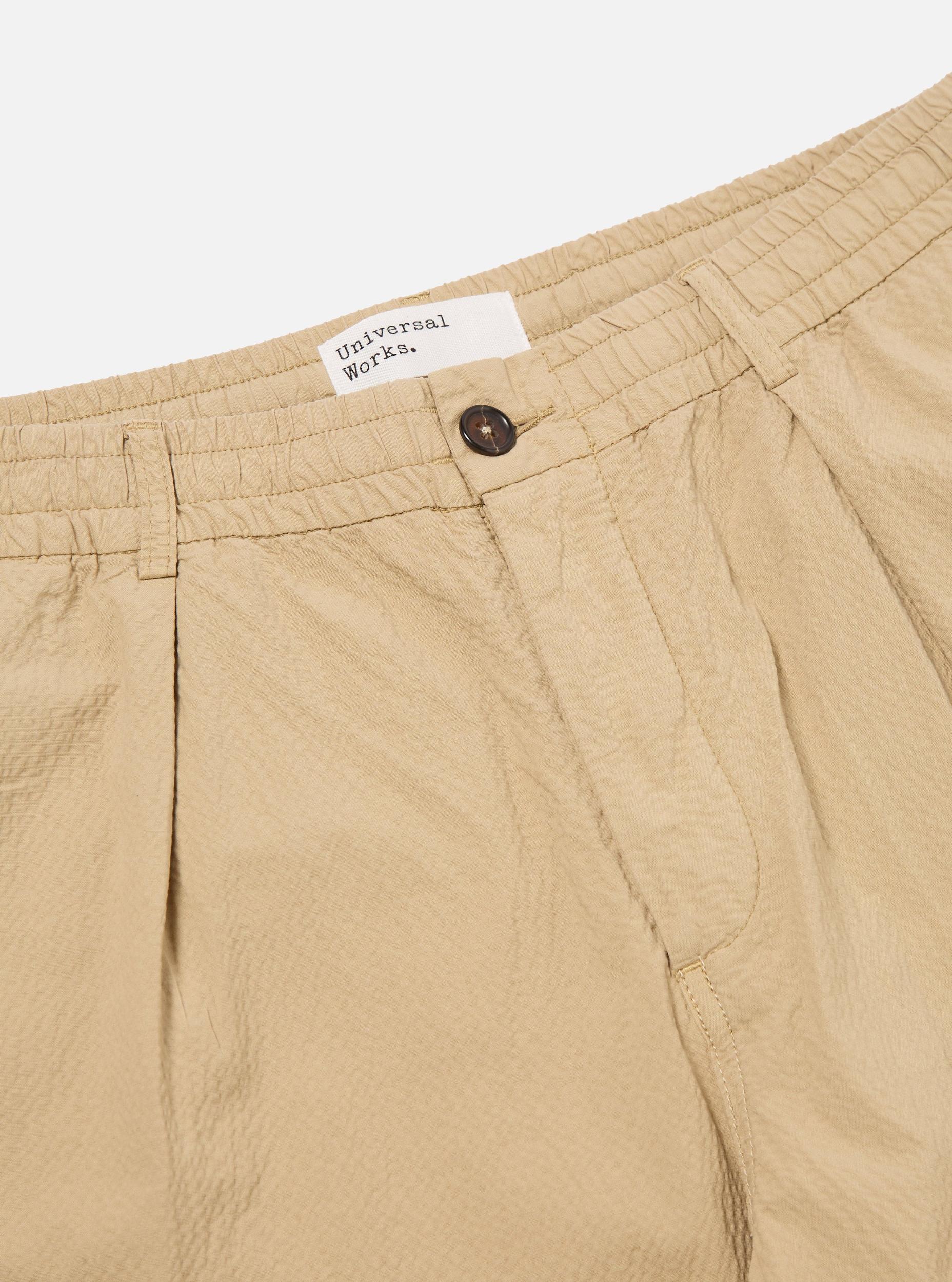 Universal Works Pleated Track Pant in Sand Seersucker II Product Image