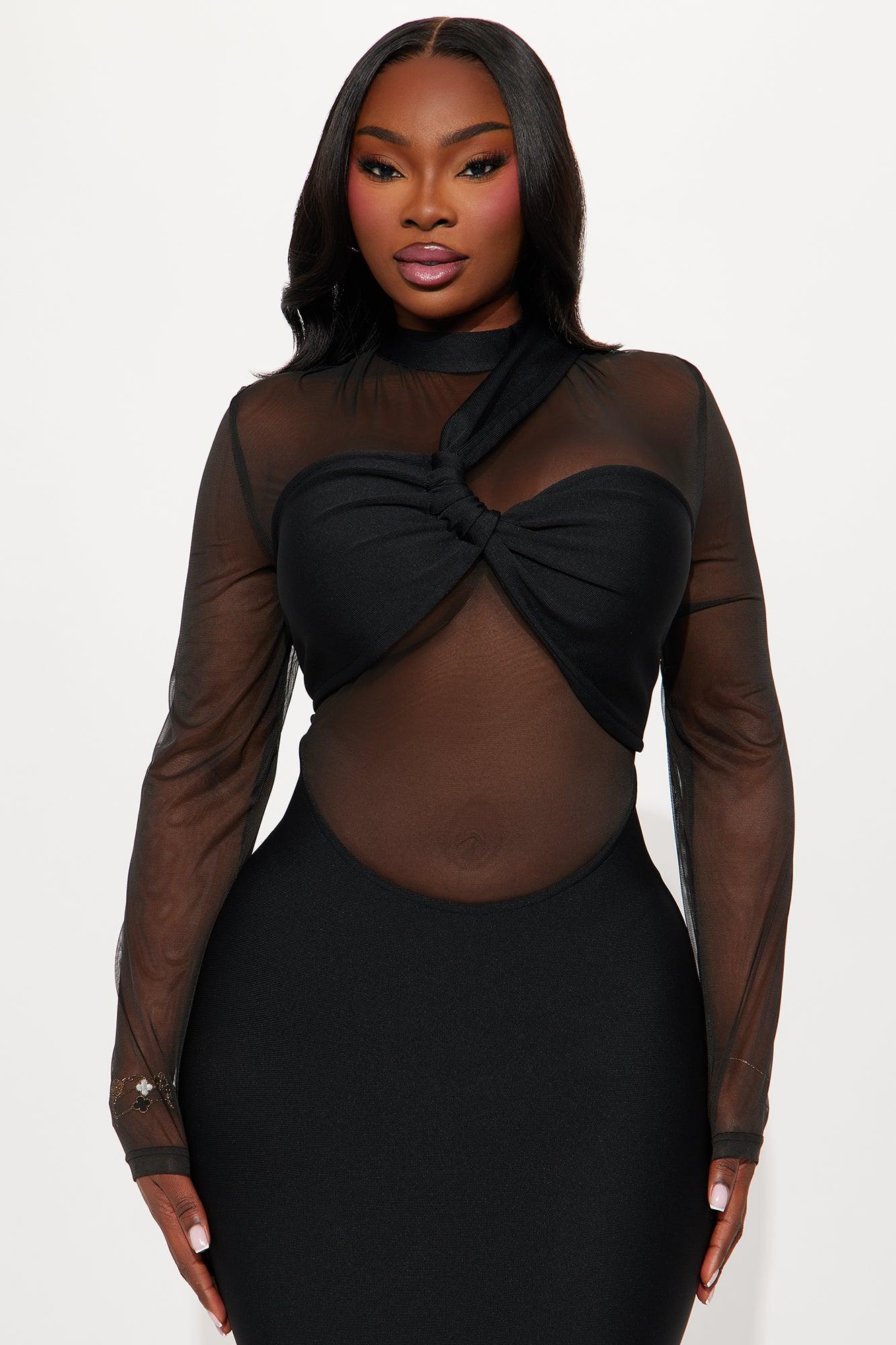 Kiro Mesh Bandage Midi Dress - Black Female Product Image