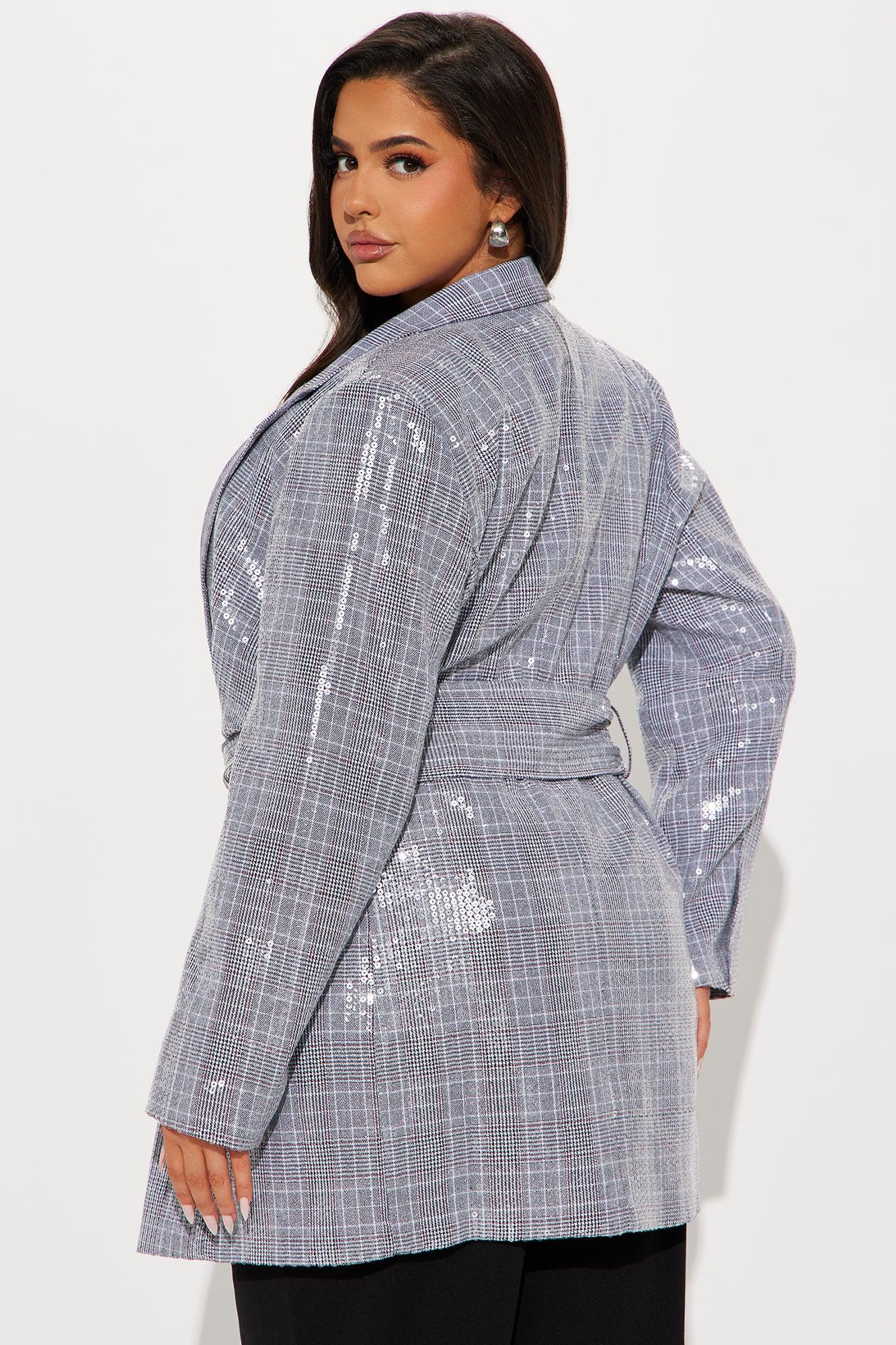 Pleasure Doing Business Sequin Blazer - Grey Product Image