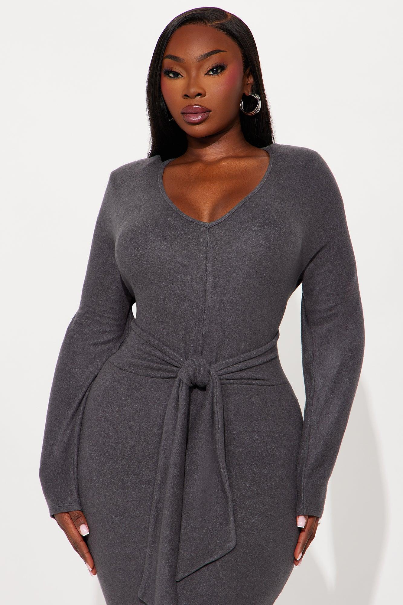 Sylvie Sweater Midi Dress - Dark Grey Female Product Image